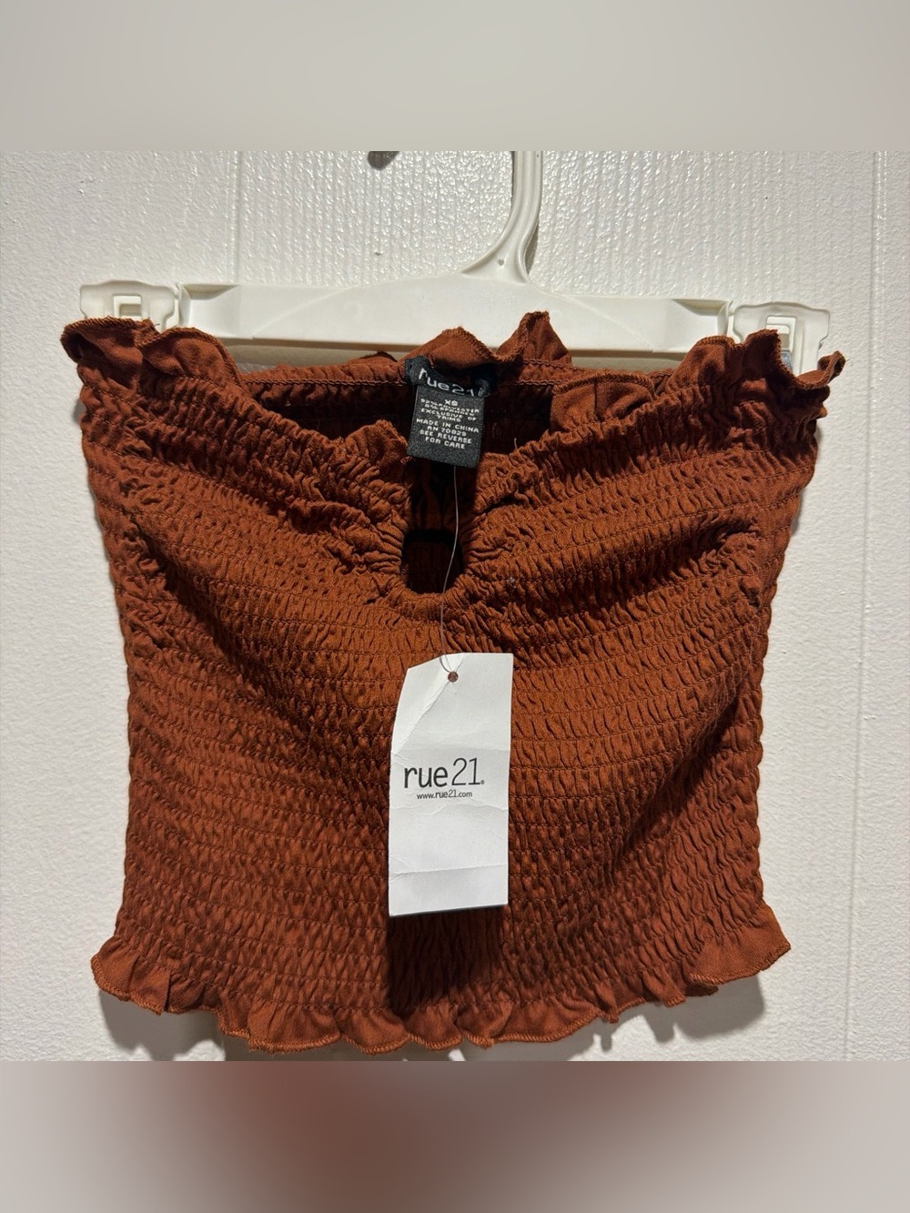 rue21 Rust Smocked Tube Crop Top